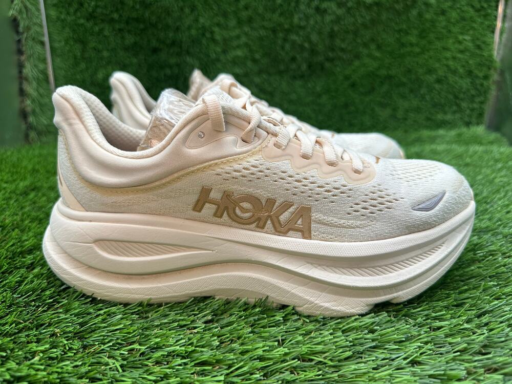 Hoka One One Bondi 9 1162012-VCH Athletic Sneaker Women's 6B Beige Mesh Running